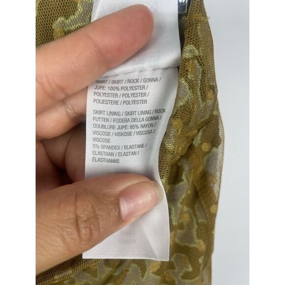 Logo Lori Goldstein Gold Polka‎ Dot Mesh Overlay Knit Midi Skirt Size XL - Picture 6 of 6